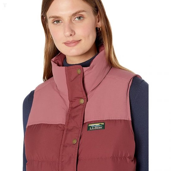 L.L.Bean Mountain Classic Down Vest Color-Block Burgundy/Light Rosewood ID-iaRuyIVb