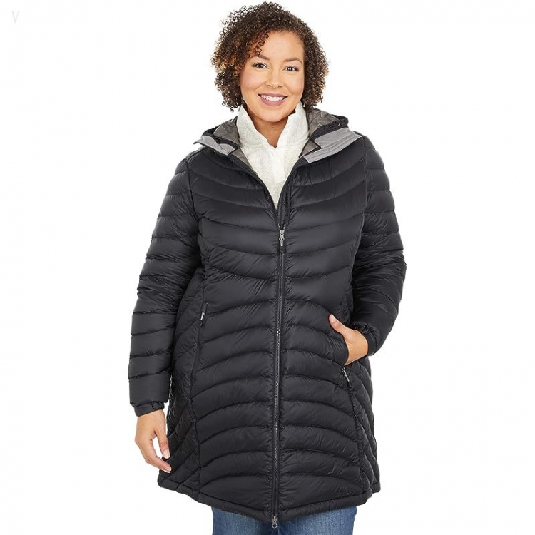 L.L.Bean Plus Size Ultralight 850 Down Hooded Coat Black ID-dlP9Ugob - Click Image to Close