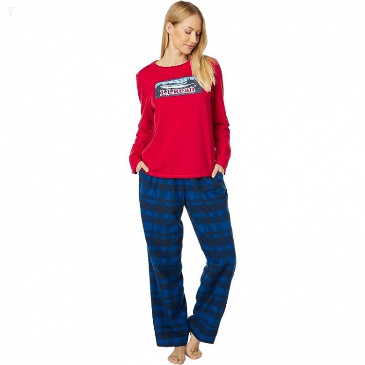 L.L.Bean Camp Pajama Set Nautical Red ID-Ss2r7z58 - Click Image to Close