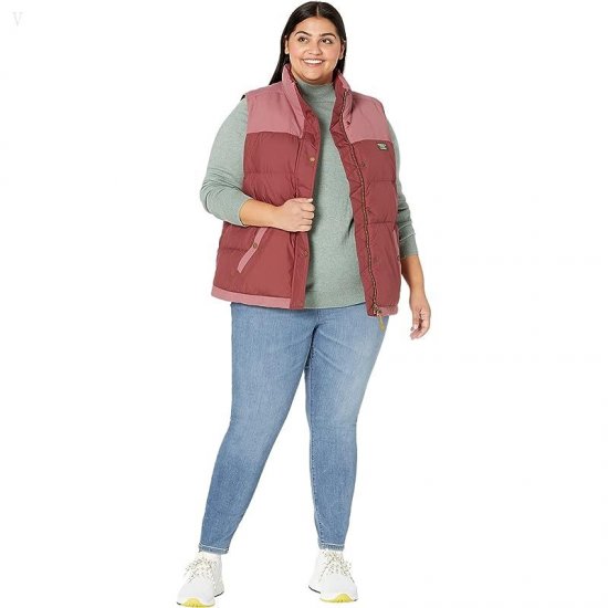 L.L.Bean Plus Size Mountain Classic Down Vest Color-Block Burgundy/Light Rosewood ID-Uf9hjhmP