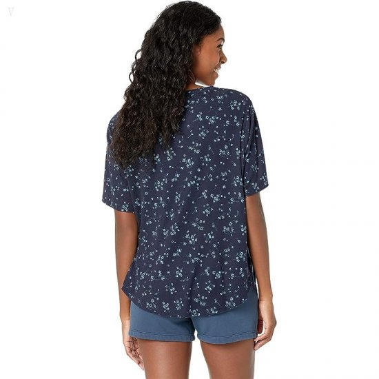 L.L.Bean Petite Restore Sleep Top Print Carbon Navy Print ID-DAvdjEa0