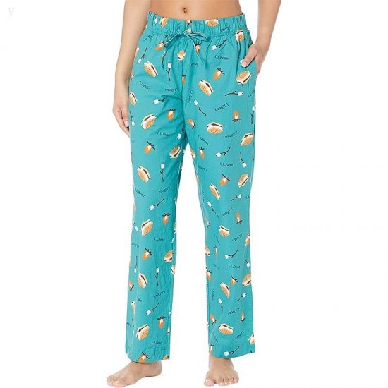 L.L.Bean Springtime Sleep PJ Set Blue-Green S\'Mores ID-BNotE5AG