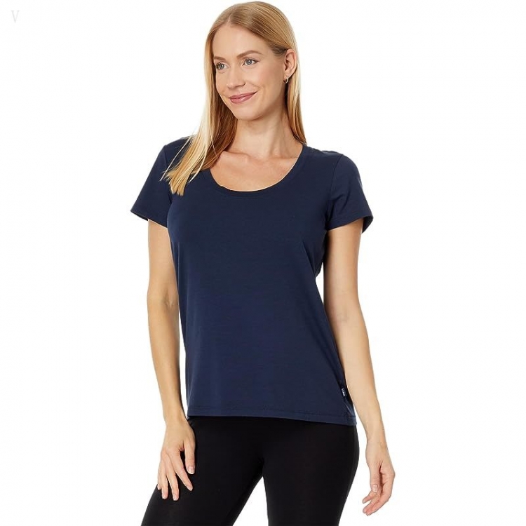 L.L.Bean Petite Soft Stretch Supima Tee Scoop Neck Short Sleeve Classic Navy ID-io9sipMc - Click Image to Close