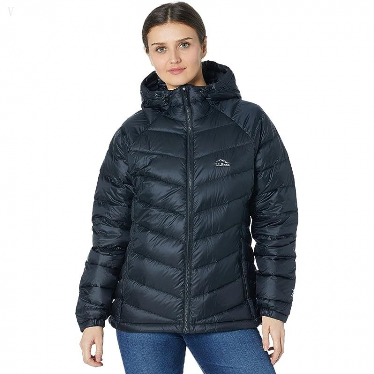 L.L.Bean Petite Ultralight 850 Down Hooded Jacket Black ID-gm4QxtvD - Click Image to Close