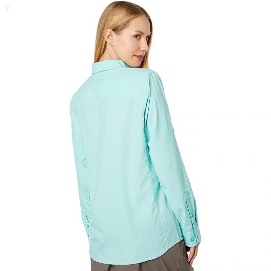 L.L.Bean No Fly Zone Shirt Long Sleeve Fair Aqua ID-nLI49ibd