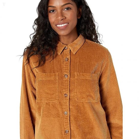 L.L.Bean Petite Comfort Corduroy Relaxed Shirt Long Sleeve Saddle ID-tNUieswE