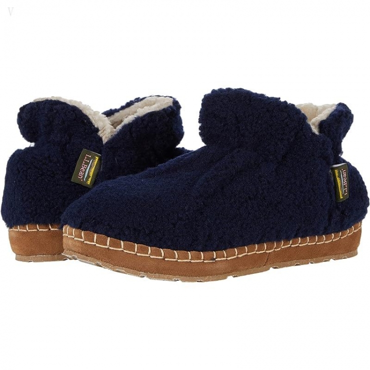 L.L.Bean Cozy Slipper Bootie Pile Fleece Bright Navy ID-VbCusYgs - Click Image to Close