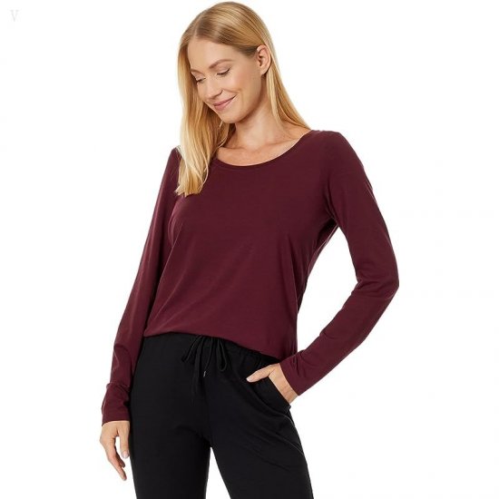 L.L.Bean Soft Stretch Supima Tee Scoop Neck Long Sleeve Deep Wine ID-qsRyRkKp