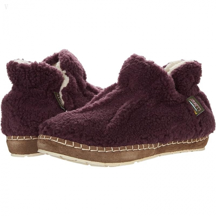 L.L.Bean Cozy Slipper Bootie Pile Fleece Dark Plum ID-9YArptvK - Click Image to Close