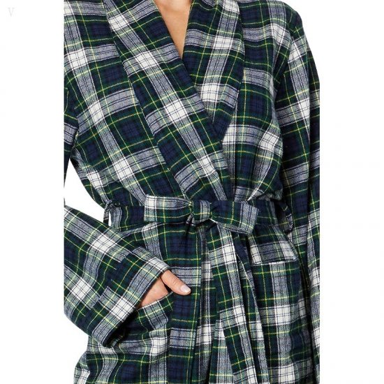 L.L.Bean Scotch Plaid Flannel Robe Unlined Plaid Dress Gordon ID-jOLPG786