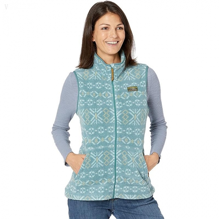 L.L.Bean Mountain Classic Fleece Vest Print Soft Spruce Fair Isle ID-s8mK4LAM - Click Image to Close