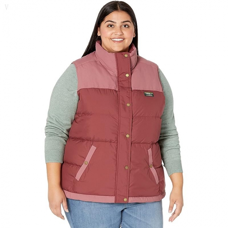 L.L.Bean Plus Size Mountain Classic Down Vest Color-Block Burgundy/Light Rosewood ID-Uf9hjhmP - Click Image to Close