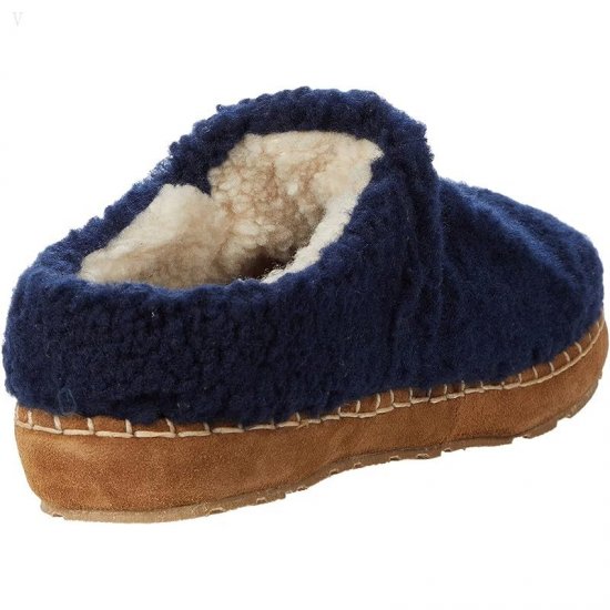 L.L.Bean Cozy Slipper Slide Pile Fleece Bright Navy/Dark Plum ID-n98EX6Go