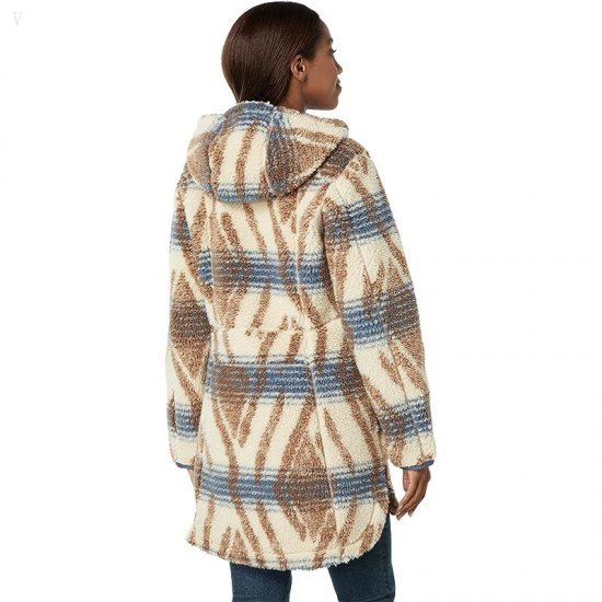 L.L.Bean Mountain Pile Fleece Coat Stripe Rustic Brown Ombre ID-3MKTLsJN