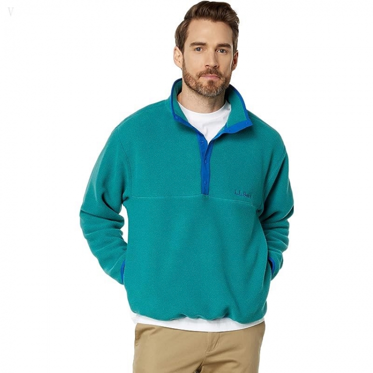 L.L.Bean Bean's Classic Snap Fleece Pullover Print Adults Rustic Green ID-XhyWg6tI - Click Image to Close