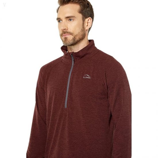 L.L.Bean Adventure Grid Fleece 1/4 Zip Burgundy ID-QHkmvdhQ