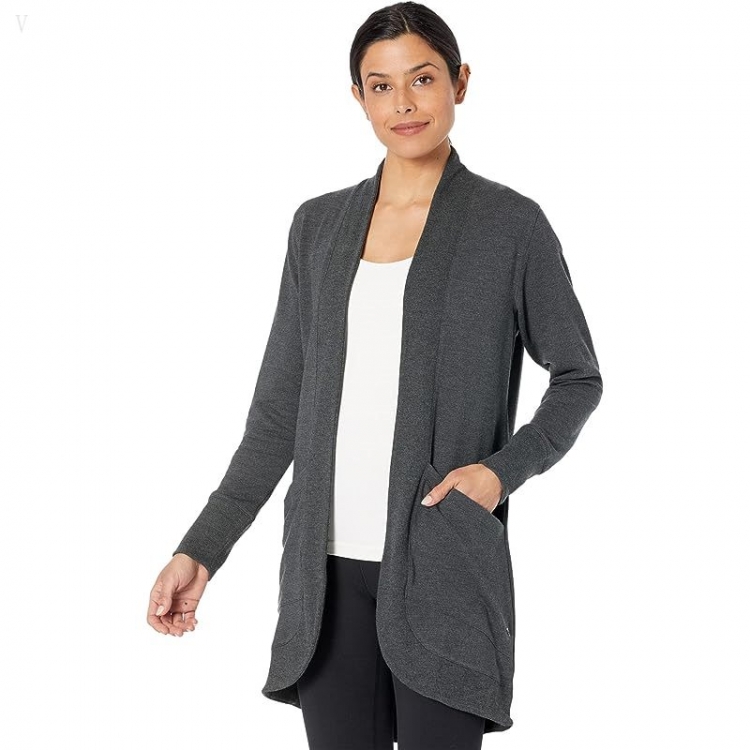 L.L.Bean SoftFlex Long Open Cardigan Midnight Black Heather ID-f5YJGgm5 - Click Image to Close