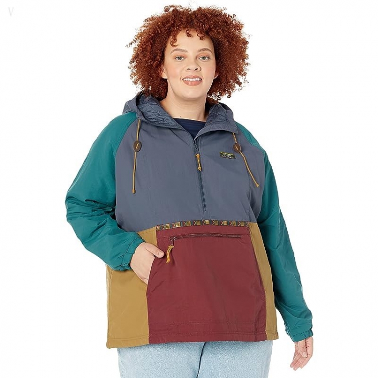 L.L.Bean Plus Size Mountain Classic Insulated Anorak Multicolor Gunmetal Gray/Burgundy ID-xAIa01S3 - Click Image to Close