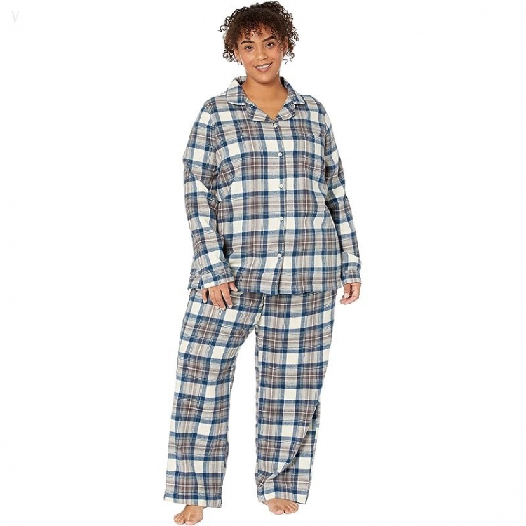 L.L.Bean Plus Size Scotch Plaid Flannel Pajamas Plaid Indigo Tartan ID-DNSjjXsA - Click Image to Close