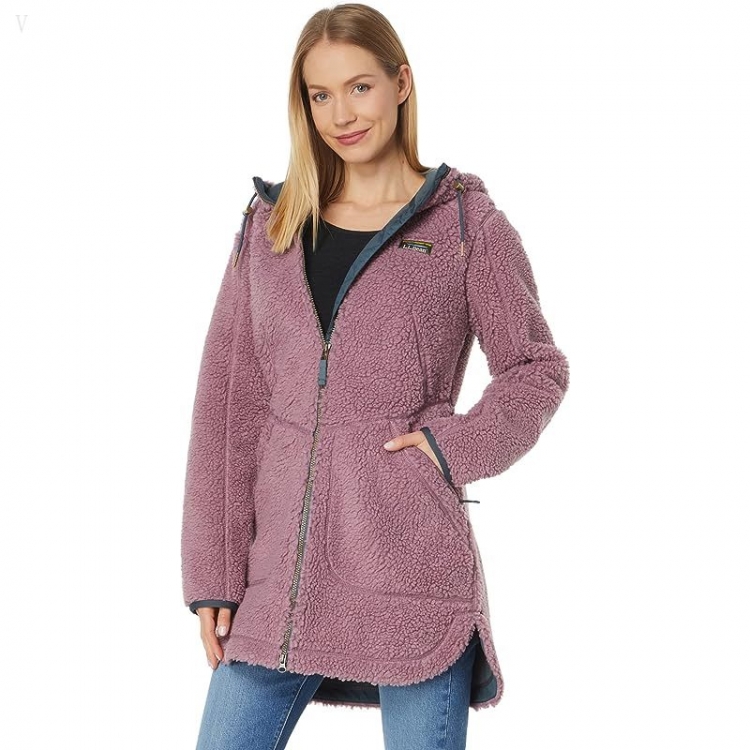 L.L.Bean Mountain Pile Fleece Coat Iris Mauve ID-csBlLIO3 - Click Image to Close