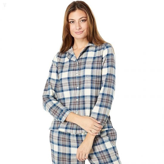 L.L.Bean Petite Scotch Plaid Flannel Pajamas Plaid Indigo Tartan ID-vOtPmra2