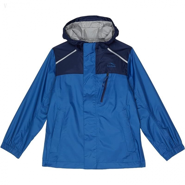 L.L.Bean Trail Model Rain Jacket Color-Block (Little Kids) Deep Sapphire ID-XyHIKtwk - Click Image to Close