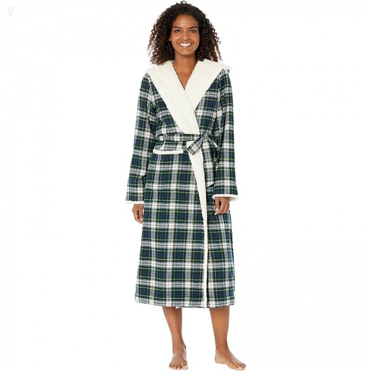 L.L.Bean Scotch Plaid Flannel Sherpa Lined Long Robe Dress Gordon ID-IyFsZso1 - Click Image to Close