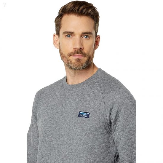 L.L.Bean Quilted Crew Neck Regular Gray Heather ID-2xjR0x2o