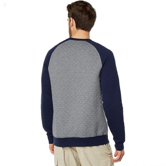 L.L.Bean Quilted Crew Neck Color-Block Gray Heather/Classic Navy ID-7kIv31PU