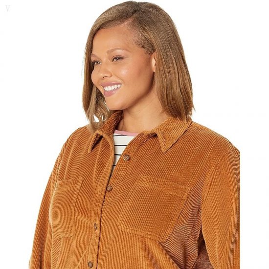 L.L.Bean Plus Size Comfort Corduroy Relaxed Shirt Long Sleeve Saddle ID-ANtQUPNh