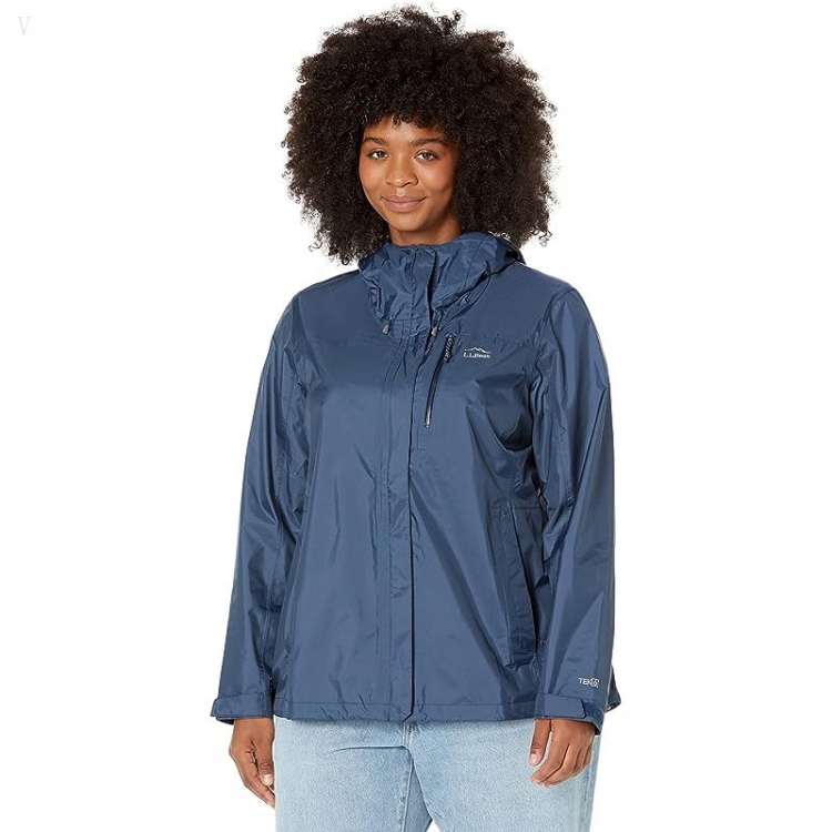 L.L.Bean Plus Size Trail Model Rain Jacket Nautical Navy ID-3Ze7duec - Click Image to Close