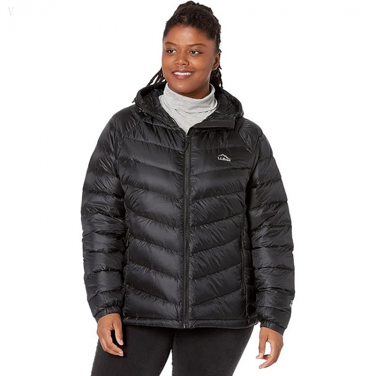 L.L.Bean Plus Size Ultralight 850 Down Hooded Jacket Black ID-DI1zg3On - Click Image to Close