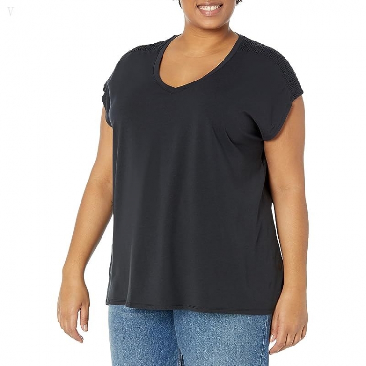 L.L.Bean Plus Size Beyond Soft Short Sleeve V-Neck Tee Midnight Black ID-4GWLqOlN - Click Image to Close