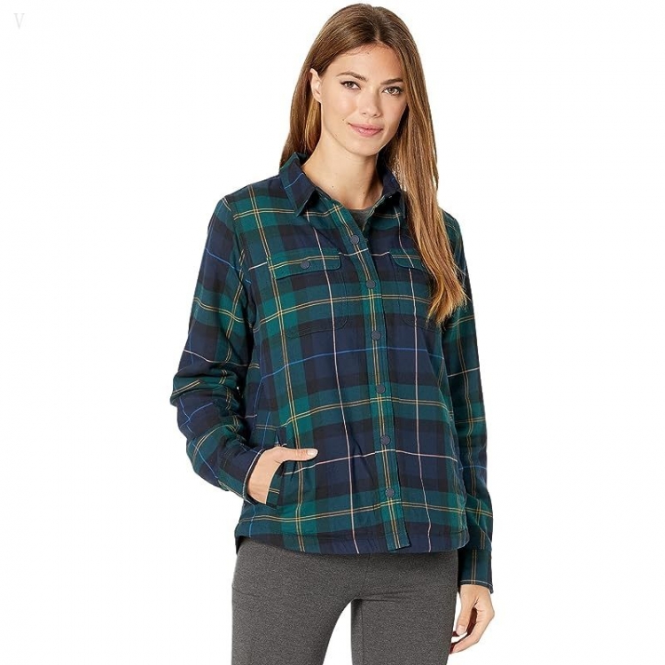 L.L.Bean Fleece Lined Flannel Shirt Snap Front Plaid Deep Spruce ID-nxxrBJV2 - Click Image to Close