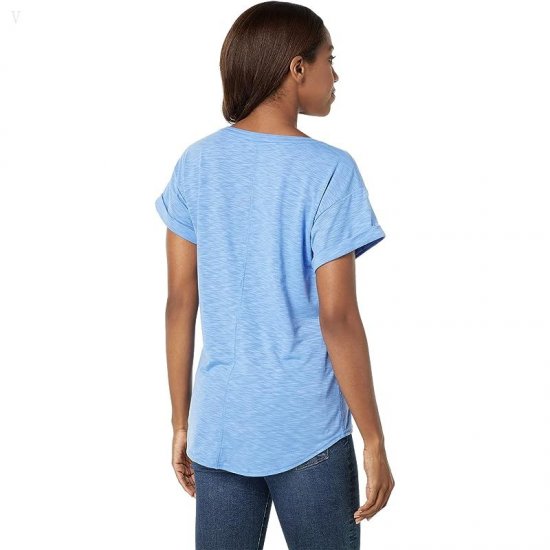 L.L.Bean Streamside Tee Split-Neck Short Sleeve Arctic Blue ID-yBSvj0HS