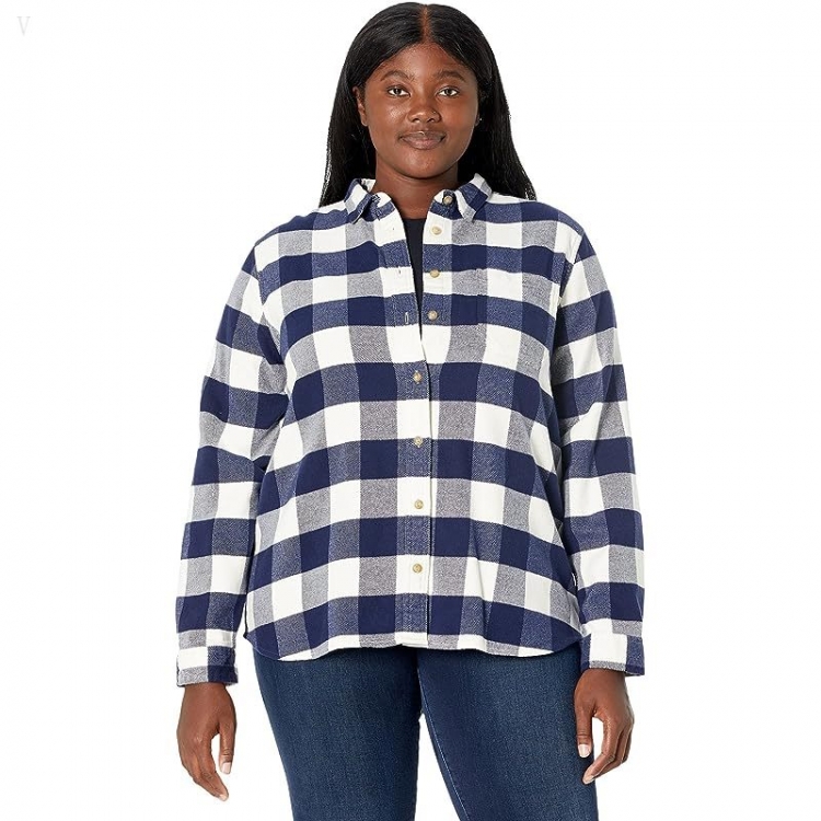 L.L.Bean Organic Flannel Shirt Plaid Bright Navy ID-nftGR3ul - Click Image to Close