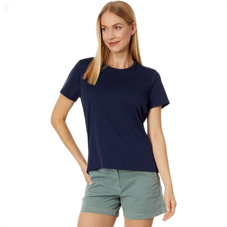 L.L.Bean Petite Pima Crew Neck Short Sleeve Raven Blue ID-eCP13j8J - Click Image to Close