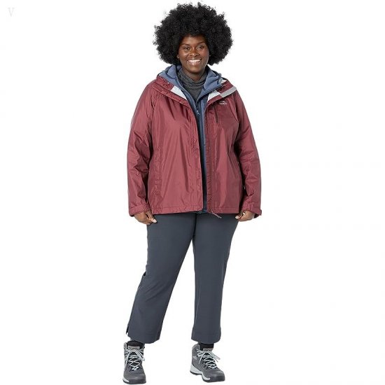 L.L.Bean Plus Size Trail Model Rain Jacket Burgundy ID-oQWK206W