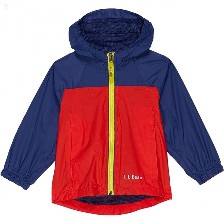 L.L.Bean Discovery Rain Jacket Color-Block (Toddler) Lobster Red/Dark Royal Blue ID-TTA90UA6 - Click Image to Close