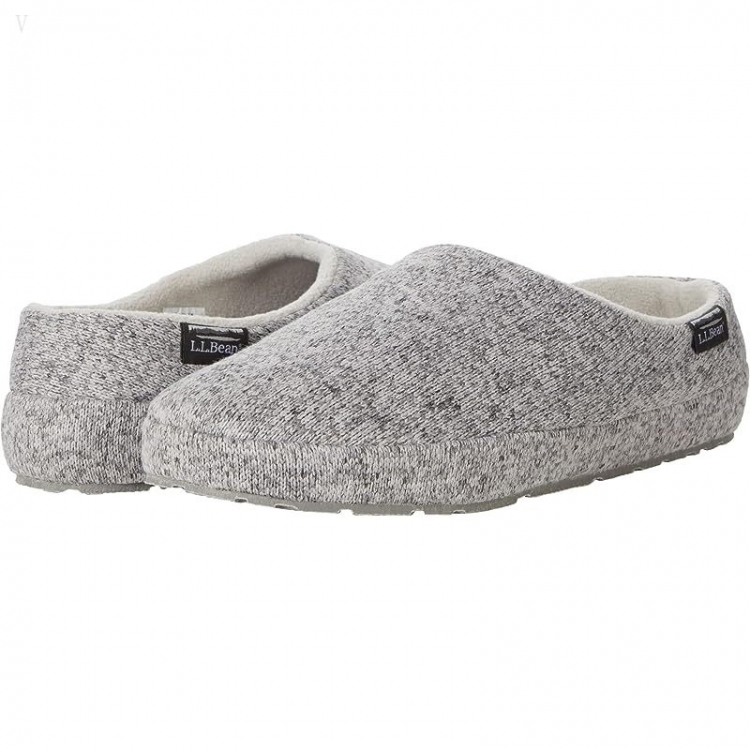 L.L.Bean Sweater Fleece Slipper Scuff II Gray Heather ID-pAmNAHnv - Click Image to Close