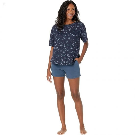 L.L.Bean Petite Restore Sleep Top Print Carbon Navy Print ID-DAvdjEa0