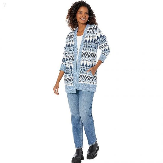 L.L.Bean Cotton Ragg Sweaters Open Cardigan Fair Isle Rustic Blue Fair Isle ID-AJYT0ZjK