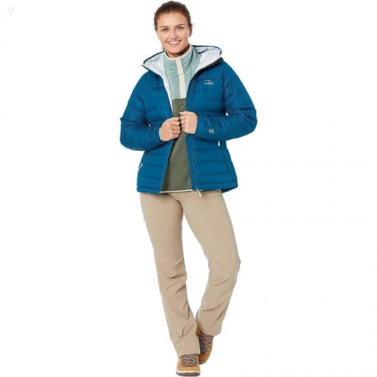 L.L.Bean Petite Down Hooded Jacket Dark Marine Blue ID-SPaS5Oxf