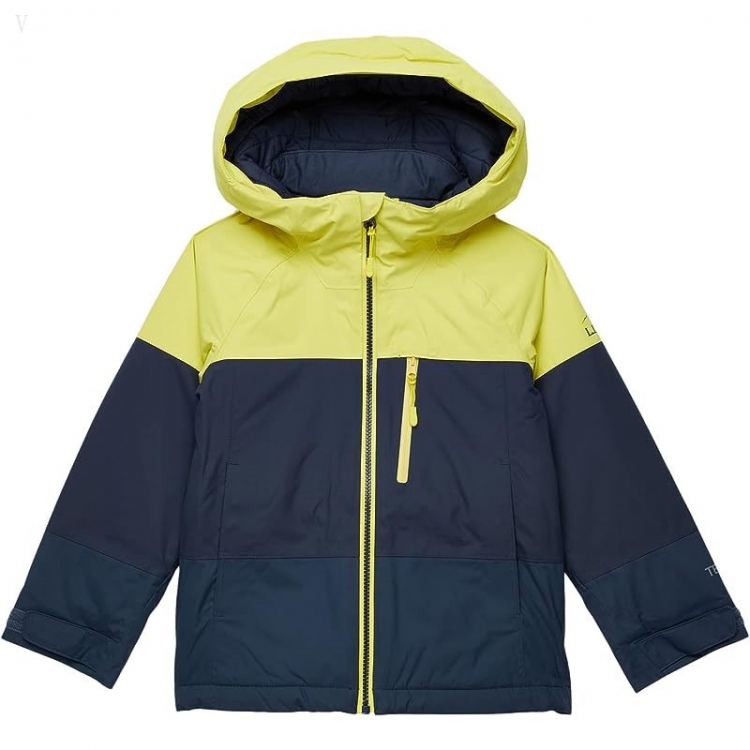 L.L.Bean Wildcat Water Resistant Ski Jacket (Big Kids) Citron/Carbon Navy ID-El2pIh7p - Click Image to Close