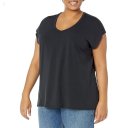 L.L.Bean Plus Size Beyond Soft Short Sleeve V-Neck Tee Midnight Black ID-4GWLqOlN