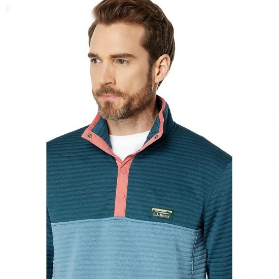 L.L.Bean Airlight Knit Pullover Color-Block Dark Teal Blue/Blue Quartz ID-RuFcwzMm