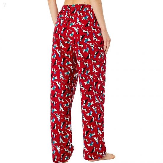 L.L.Bean Bean\'s Flannel Pants Print Nautical Red Winter Dogs ID-AXxnQvkM