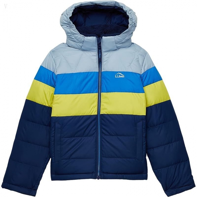 L.L.Bean Bean's Down Jacket Color-Block (Big Kids) Yellow Citron ID-dE7kxxyt - Click Image to Close