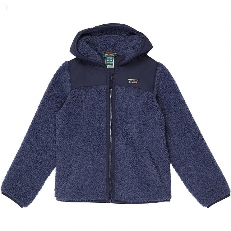 L.L.Bean Sherpa Fleece Hooded Jacket (Big Kids) Vintage Indigo/Carbon Navy ID-FvEg2NvL - Click Image to Close