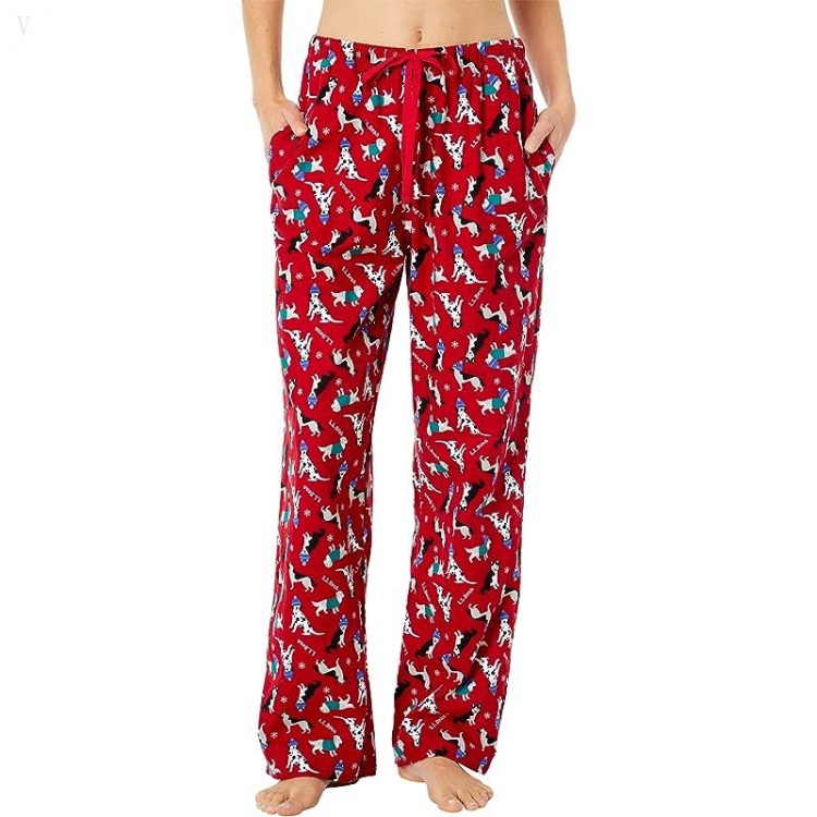 L.L.Bean Bean's Flannel Pants Print Nautical Red Winter Dogs ID-AXxnQvkM - Click Image to Close